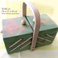 alter Sortierkasten * Nähkästchen 3 Etagen * Holz Nähkasten gefüllt