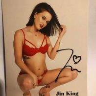 Autogrammkarte Erotikmodel Jin King - Original - Signiert - gut