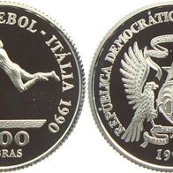 Saint Thomas u. Prince 1000 Dobras 1990 Proof/ PP "Spieler und Torwart WM Italien"