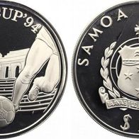 SAMOA (UPOLU) Silber PP/ Proof 10 Tala 1992 "Fußball-WM U.S.A.1994"