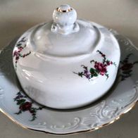 Butterglocke Käseglocke Porzellan Wawel Polen Blumendekor *