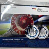 10 Euro Sammlerm. BRD 2024 "Im Dienst der Gesellschaft-Polizei" A, PP, OVP im Blister