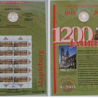 2005, BRD, Numisblatt: Mageburg + 10-Euro-Silbermünze (0,53 oz Silber) + Mi 2487 KB