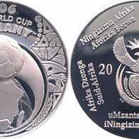 Suedafrika Silber PP/ Proof 2 Rand 2005 Fußball-WM 2006 Deutschland, Fußball