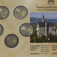 5 x 2 Euro BRD 2012 Bayern "Schloss Neuschwanstein" St, Neu, OVP im Blister von BTN