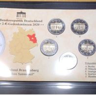 5 x 2 Euro BRD 2020 Brandenburg "Schloss Sanssouci" St, Neu, OVP im Blister v. BTN