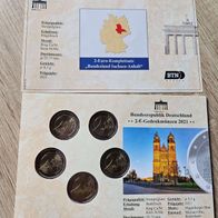 5 x 2 Euro BRD 2021 Sachsen-Anh. "Magdeburger Dom" St, Neu, OVP im Blister v. BTN m.Z