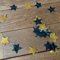 Partygirlande gold-schwarz, Sternengirlande, 2,75m