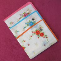 NEU: 3x DDR chinesische Taschentücher 30 x 30 cm Baumwolle Stoff Blumenmuster