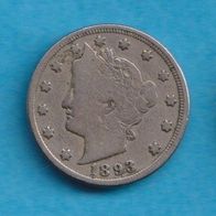 USA 5 Cents 1893 Liberty Nickel
