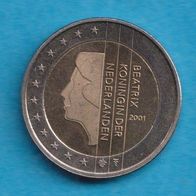 Niederlande 2 Euro 2001 Stempelglanz Top