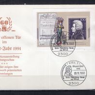 BRD / Bund 1991 Sonderbeleg Mozart-Jahr 1991 mit Block 26 Sonderstempel Kiel