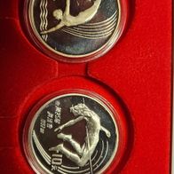 2 x China Silber Münze 1990 - XXV. Olympische Sommerspiele PP