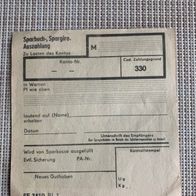 DDR, Ostalgie unbenutze Quittung Sparbuch Auszahlung Sparkasse