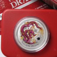 Anda Brisbaine Coin Show 2012 Lunar II Drache purpur 1 oz Ag pp