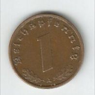 1 Reichspfennig 1939 „A“ Kursmünze Deutsches Reich 3. Reich 2. Weltkrieg