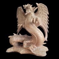 Handgeschnitzter Holzdrache - asiatische Skulptur - vmtl. Bali
