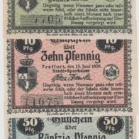 Treffurt-Notgeld 5,10,50 Pfennig vom 15.6.1920, 3 Scheine