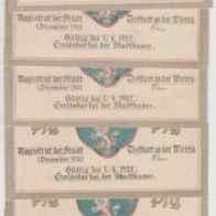Treffurt-Notgeld 6x50 Pfennig vom 1.12.1921 bis 1.4.1922, 6 Scheine