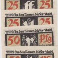 Treffurt-Notgeld 5x50 und 2x25 Pfennig vom 1.12.1921 mit Original Hülle 7 Scheine
