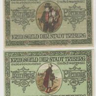 Triberg-Notgeld 50,50 Pfennig von 25.7.1918, 2 verschiedene Scheine