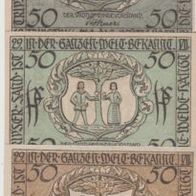 Triptis-Notgeld 3x50 Pfennig vom 29.7.1921, 3 Scheine