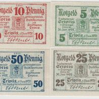 Triptis-Notgeld 5,10,25,50 Pfennig vom 1.6.1920, 4 Scheine