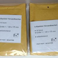 Luftpolster Versandtaschen 2 x 10 Stück, Größe Nr.1 classic / 120 x 175 mm, ovp