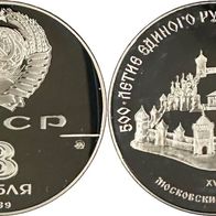 Russland Silbermünze PP/Proof 3 Rubel 1989 Kreml in Moskau