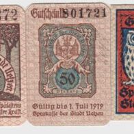 Uelzen-Notgeld 25,50,50 Waffelpressung, bis 1,7.1919 und 1.7.1920,3 Scheine
