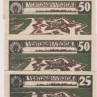 Vechta-Notgeld 25,25,50,50,75,75 Pfennig 6 Scheine