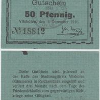 Vilshofen-Notgeld 50 Pfennig vom 1.12.1915 blaugrünNr.18812, selten