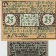 Vlotho-Notgeld 10,25,50 Pfennig vom 4.1921, 3 Scheine4E