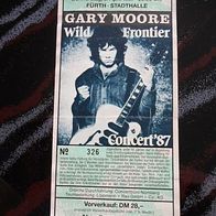 alte Konzertkarte, Gary Moore, 09.04.1987 in Fürth (T#)