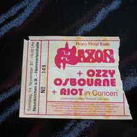 alte Konzertkarte, Saxon/ Ozzy Osbourne/ Riot, 14.11.1981 in Neunkirchen (T#)
