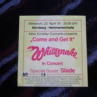 alte Konzertkarte, Whitesnake, 22.04.1981 in Nürnberg (T#)