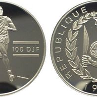 Djibouti 100 DJF 1994 Silber Proof/ PP "XXV. Olympiade 1996 in Atlanta" Marathonlauf