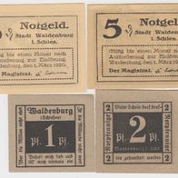 Waldenburg-Schlesien-Notgeld 1,2,5 Pfennig, ohne D. Papier 3 Verschiedene