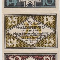 Waldenburg-Schlesien-Notgeld 10,25,50 Pfennig Ausgabe A von 1921,3 Scheine