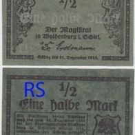 Waldenburg-Schlesien-Notgeld Eine halbe Mark bis 31.12.918, Wertziffer in Silber