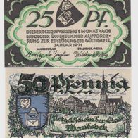 Wandsbeck-Notgeld 25,50 Pfennig vom Januar 1921, 2 Scheine