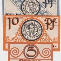 Wanfried-Notgeld 5,10,50 Pfennig o. J. 3 Scheine