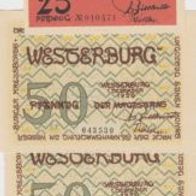 Wasserburg-Notgeld 10,25 Pf. von 1920 und 3x50 Pfennig vom1.9.1920, 5 Scheine