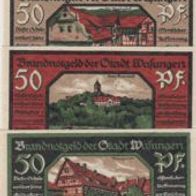 Wasungen-Notgeld 2x75 und 4x50 Pfennig vom 1.10.1921, 6 Scheine