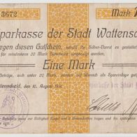 Wattenscheid-Notgeld Eine Mark vom 10.8.1914ungültig, gebr. Erhaltung-Nr.3672