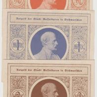 Wesselburen-Notgeld 50 Pfennig 1,2 Mark o.D. 3 Scheine