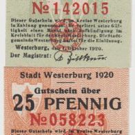 Westerburg-Notgels 10,25 Pfennig vom 1.10.1920, Kz. rot fettgedruckt 2 Scheine