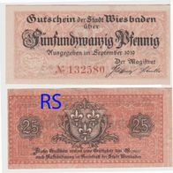 Wiesbaden-Notgeld 25 Pfennig vom Sept.1919,1 Schein