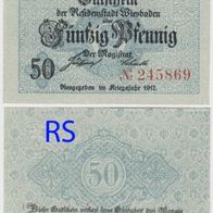 Wiesbaden-Notgeld 50 Pfennig vom Kriegsjahr 1917,1 Schein Kz. Nr.245869