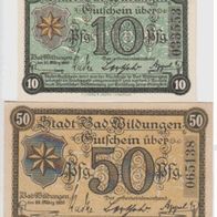 Wildungen-Bad-Notgeld 10,50 Pfennig vom 25.3.1920, 2 Scheine